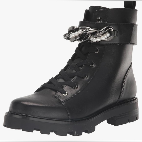 KARL LAGERFELD womens Maxi Chain Combat Boot Sz 8.5 - Picture 7 of 13